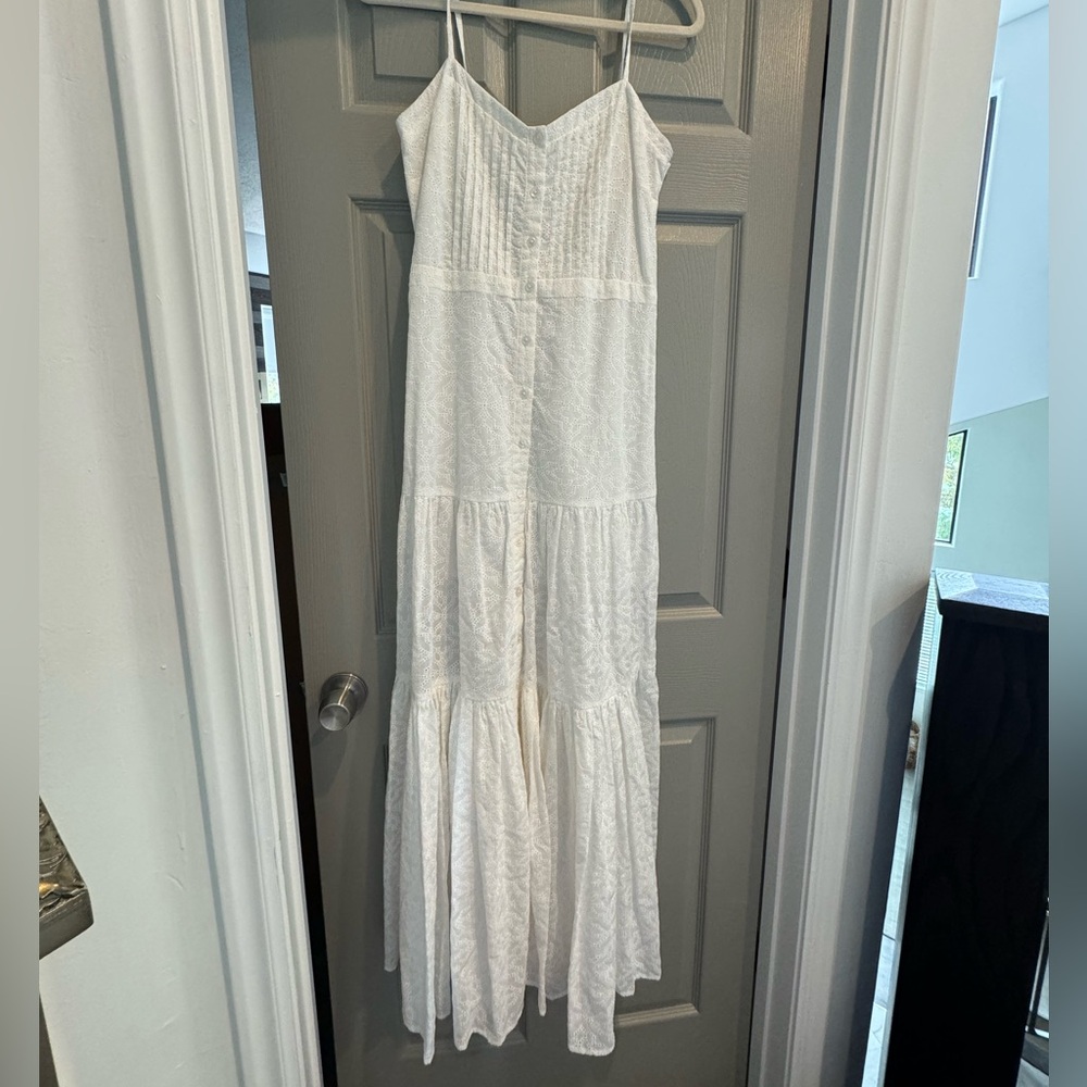 Veronica Beard White Eyelet Maxi Dress